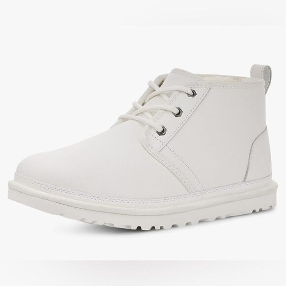 UGG Mens Neumel White Leather Chukka Ankle Boots Slippers Size 9 - Picture 3 of 4